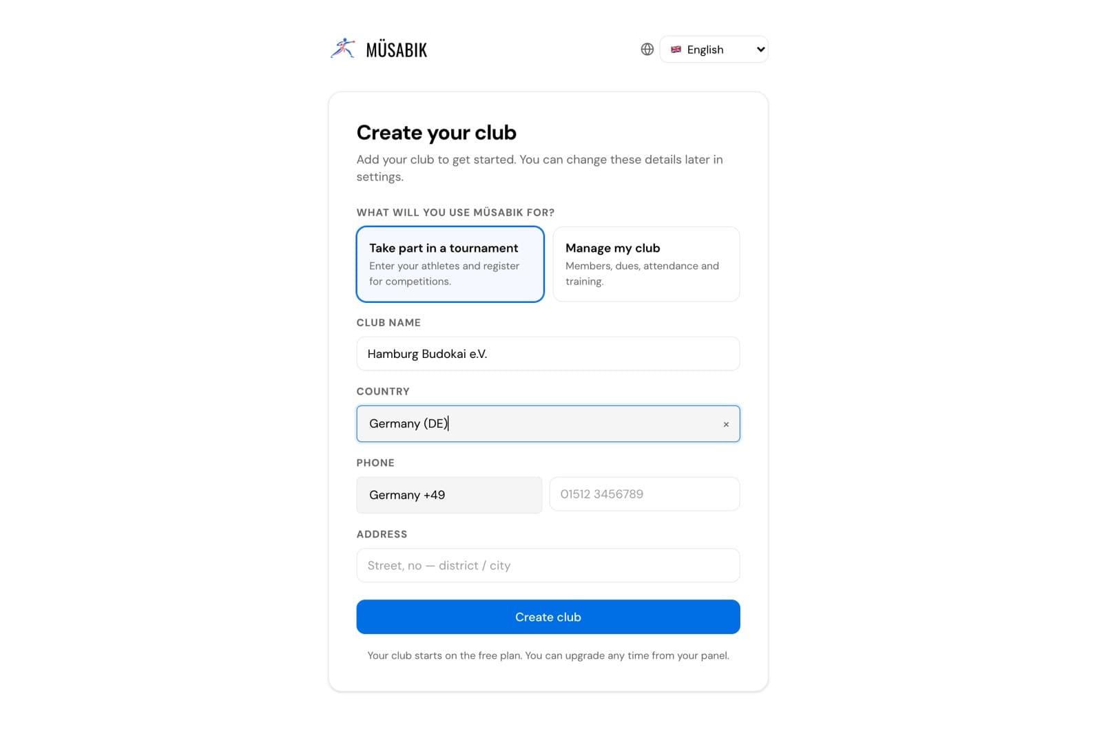 Create your club
